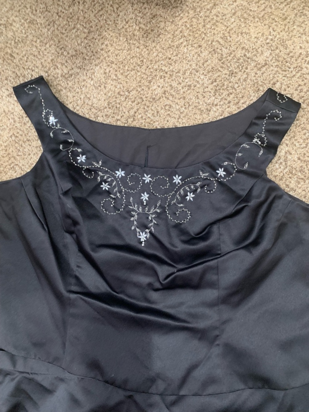 Impressions Black Bridesmaid Top & Skirt Silver Embroidery Size 30 2 Piece Set